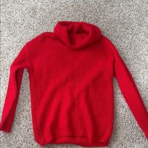 Oversized Red Turtleneck Sweater Open back